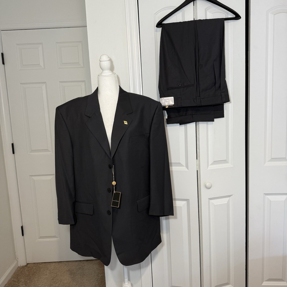 Stacy Adams Super 100's Short Mens Gray Suit 2-Piece 44R Jacket W38 Pants - NWT